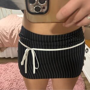 SHEIN Black Pinstripe Skirt with White Accents